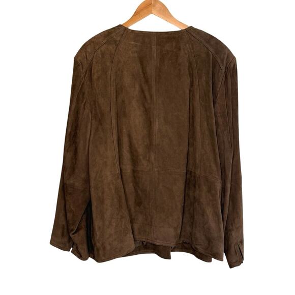 NWT TALBOTS WOMAN Brown leather top button suede coat jacket PLUS SIZE 24 - Picture 3 of 7